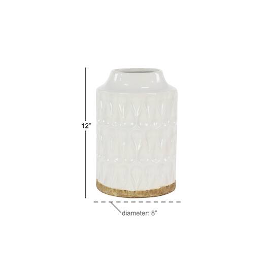 White Porcelain Contemporary Vase, 8" x 12"